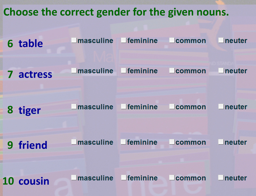 Nouns Gender Videos And Worksheets